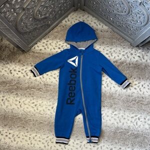 Reebok Kids blue bodysuit baby boys 12 months zip up hoodie sporty activewear